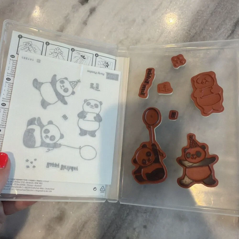 Stampin Up! Stamp Sets Party Pandas & Love What You Do Flowers Pandas Sentiments